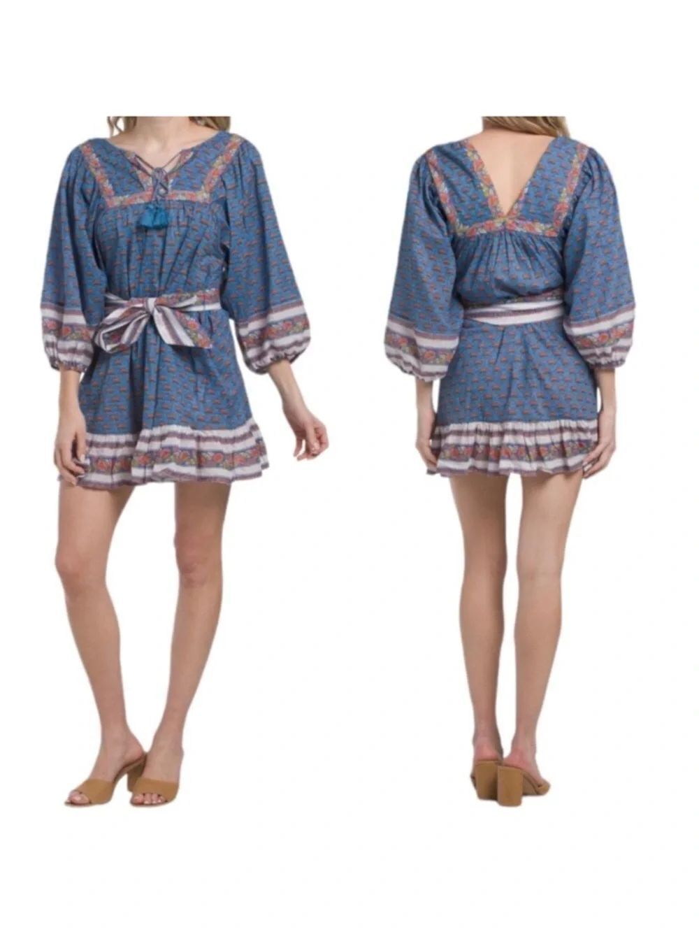 NWT CLEOBELLA Maggie Floral Woodblock Mini Dress L